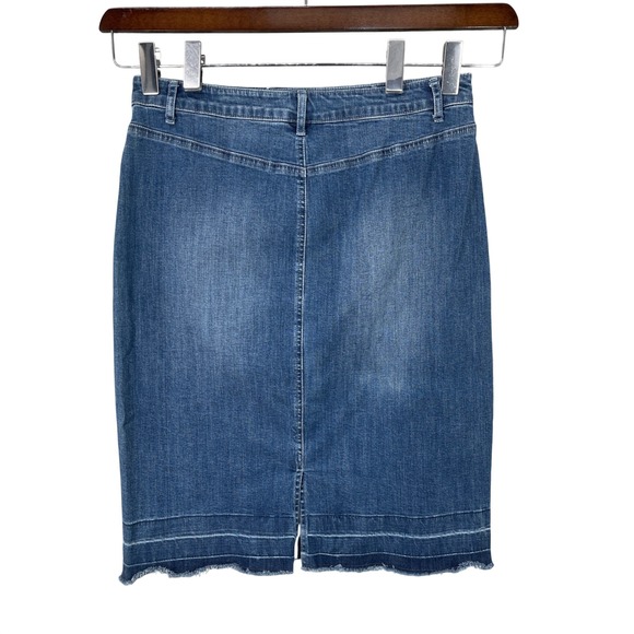 Christopher & Banks Women Denim Skirt Distressed Y2K Retro Western Size 10 Blue - Picture 2 of 9